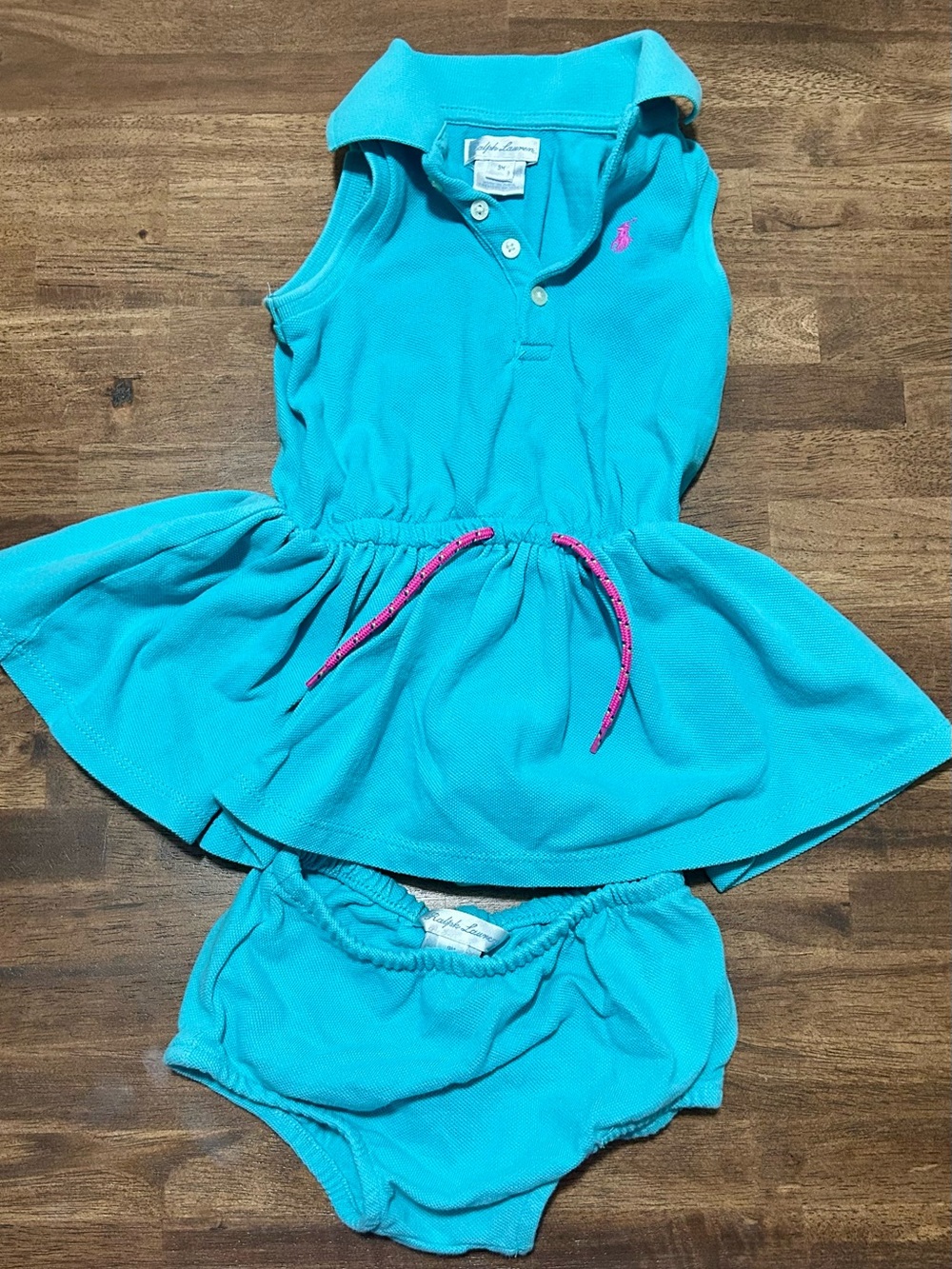 Ralph Lauren Baby Turquoise Polo Dress with Embroidered Logo